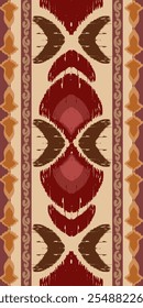 Vector Pattern Ethnic Ikat, Cream Brown Pastel Tones Luxury Seamless Oriental Ethnic Traditional Aztec Abstract Design for Carpets, Textures, Fabric, Clothing, Textiles and Decor.