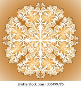 Vector pattern of ethnic ornament with lace filigree elements for design