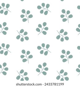 Vector pattern eucalyptus, twig, berries