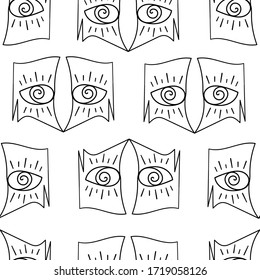Vector pattern with eye elements. Abstract seamless pattern on a white background. Designs for wallpapers, fabrics, textiles, websites, shops, labels, templates, banners and advertising.