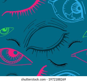 Vector pattern of Eyes with different moods and emotions. Different elements in each look.