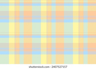Vector pattern fabric of check seamless plaid with a textile tartan background texture in orange and yellow colors.