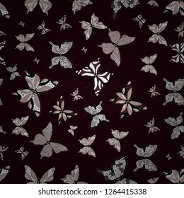 Vector. Pattern for fabric, textile, print and invitation. Beauty in Nature. Seamless pattern. Beautiful butterfly flying on white, neutral and black background.
