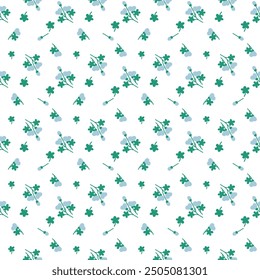 Vector pattern of fabric, wallpaper, wrapping paper. It is continuous and can be made in any size and repeated. The cute style is a lovely blue floral pattern.