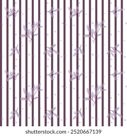 Vector pattern of fabric, wallpaper, wrapping paper, mats, bed sheets. Continuous and can be made in any size and repeated. Watercolor style. Striped lines intersecting with leaf patterns.