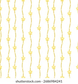 Padrão vetorial de tecido, papel de parede, papel de embrulho, esteiras e lençóis. Padrão contínuo e repetido projetado com flores e listras verticais.