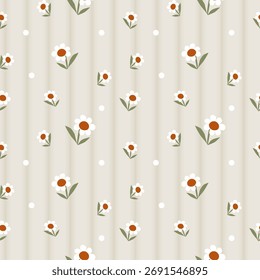 Padrão vetorial de tecido, papel de parede, papel de embrulho, esteiras e lençóis. Padrão contínuo e repetido. Projetado com flores em fundo listrado. Estilo bonito.