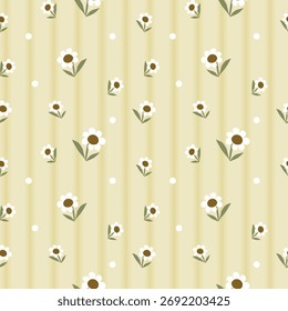 Padrão vetorial de tecido, papel de parede, papel de embrulho, esteiras e lençóis. Padrão contínuo e repetido. Projetado com flores em fundo listrado. Estilo bonito.