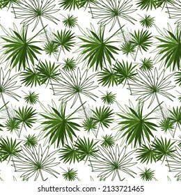 vector pattern of fan palm leaves for fabric covers of clothing interiors