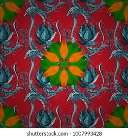 Vector pattern. Fancy fabric pattern. Seamless floral pattern with flowers, watercolor.