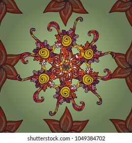 Vector pattern. Fancy fabric pattern. Seamless floral pattern with flowers, watercolor.