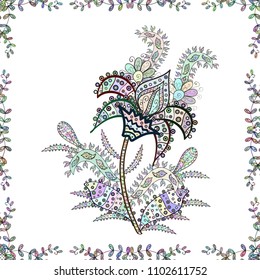 Vector pattern. Fancy fabric pattern. Seamless floral pattern with flowers, watercolor.