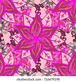 Vector pattern. Fancy fabric pattern. Seamless floral pattern with flowers, watercolor.
