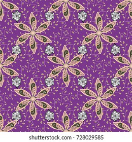 Vector pattern. Fancy fabric pattern. Seamless floral pattern with flowers, watercolor.