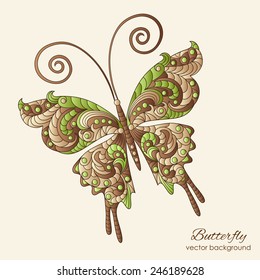 Vector pattern with  fantasy butterfly, pattern can be used for wallpaper, pattern fills, web page background, surface textures 