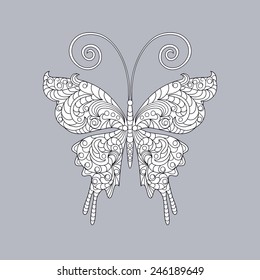 Vector pattern with  fantasy butterfly, pattern can be used for wallpaper, pattern fills, web page background, surface textures 