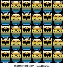 Vector pattern of fantasy owls. Illustration