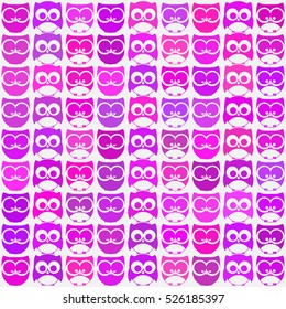 Vector pattern of fantasy owls. Illustration