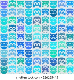 Vector pattern of fantasy owls. Illustration