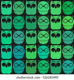 Vector pattern of fantasy owls. Illustration