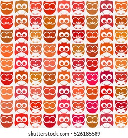 Vector pattern of fantasy owls. Illustration