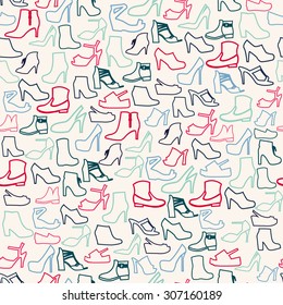 Vector Pattern of Fashion shoes outline. Background of fashion women's shoes 