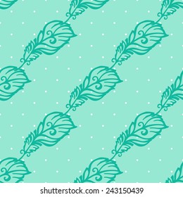 Vector pattern with feathers. Hand-drawing. Vector illustration. Illustration for greeting cards, invitations, and other printing projects.