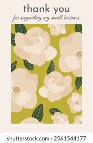 Vector pattern featuring flowers and leaves, expressing gratitude for small business support.