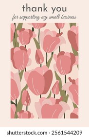 Vector pattern featuring flowers and leaves, expressing gratitude for small business support.