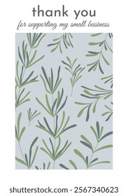 Vector pattern featuring herbs and leaves, expressing gratitude for small business support.