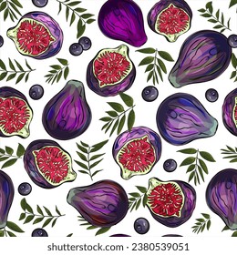 Vector pattern fig. Fruits, purple figs. Logo, icon, print, logo, blank for designers