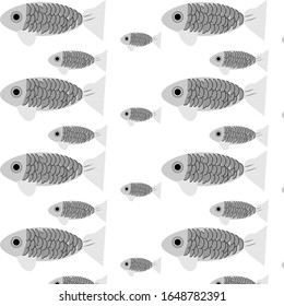 Vector pattern with fish, pattern on white background, wrap, fabric, textile, surface, web and print design. Cute fish background.