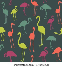 Vektorillustration Muster mit Flamingo-Vogelsilhouette. Kann für Textilien, Website-Hintergrund, 
Buchumschlag, Verpackung.