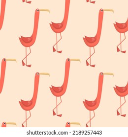 Vector pattern with flamingos on a pink background