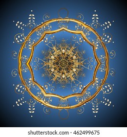 Vector pattern with floral elements. Abstract golden ornament