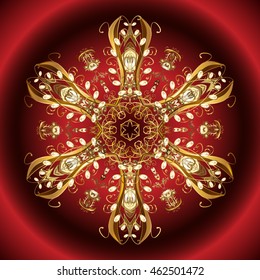 Vector pattern with floral elements. Abstract golden ornament