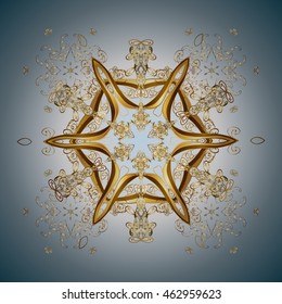 Vector pattern with floral elements. Abstract golden ornament