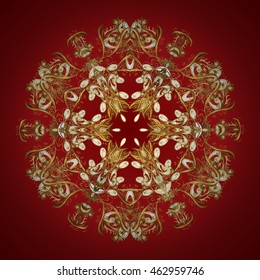 Vector pattern with floral elements. Abstract golden ornament