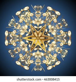 Vector pattern with floral elements. Abstract golden ornament