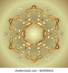 Vector pattern with floral elements. Abstract golden ornament