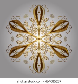 Vector pattern with floral elements. Abstract golden ornament