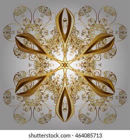 Vector pattern with floral elements. Abstract golden ornament