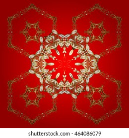 Vector pattern with floral elements. Abstract golden ornament