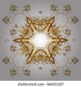 Vector pattern with floral elements. Abstract golden ornament