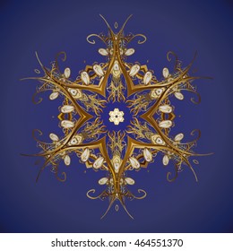 Vector pattern with floral elements. Abstract golden ornament
