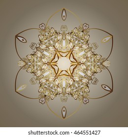 Vector pattern with floral elements. Abstract golden ornament