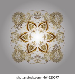 Vector pattern with floral elements. Abstract golden ornament