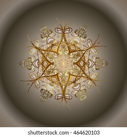 Vector pattern with floral elements. Abstract golden ornament