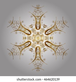 Vector pattern with floral elements. Abstract golden ornament