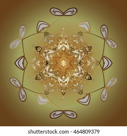 Vector pattern with floral elements. Abstract golden ornament